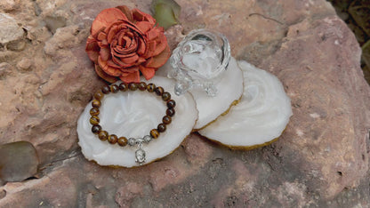 Tiger’s Eye Buddha Charm Healing Bracelet – Stone of Courage, Focus & Protection