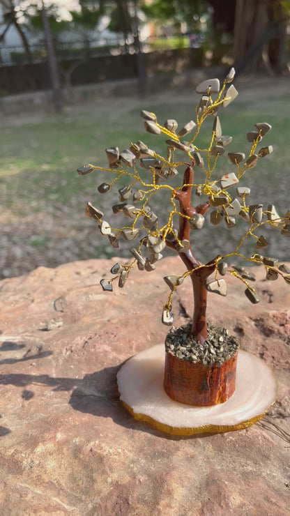 Pyrite Money Magnet Chip Tree (100 Beads) – Natural Crystal Tree for Wealth, Prosperity and Positive Energy