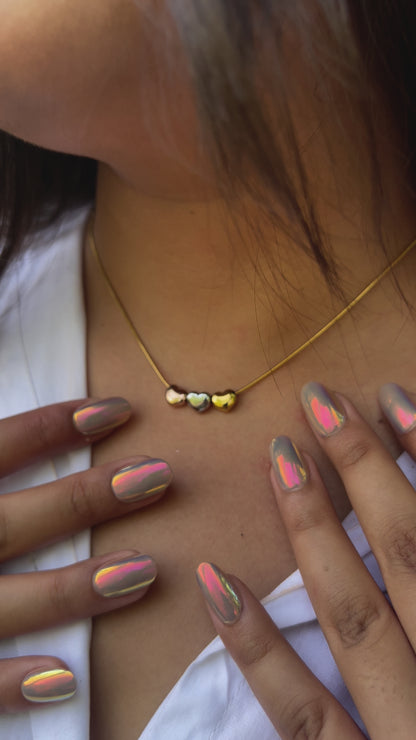 Tricolor Heartbeat Gold Necklace